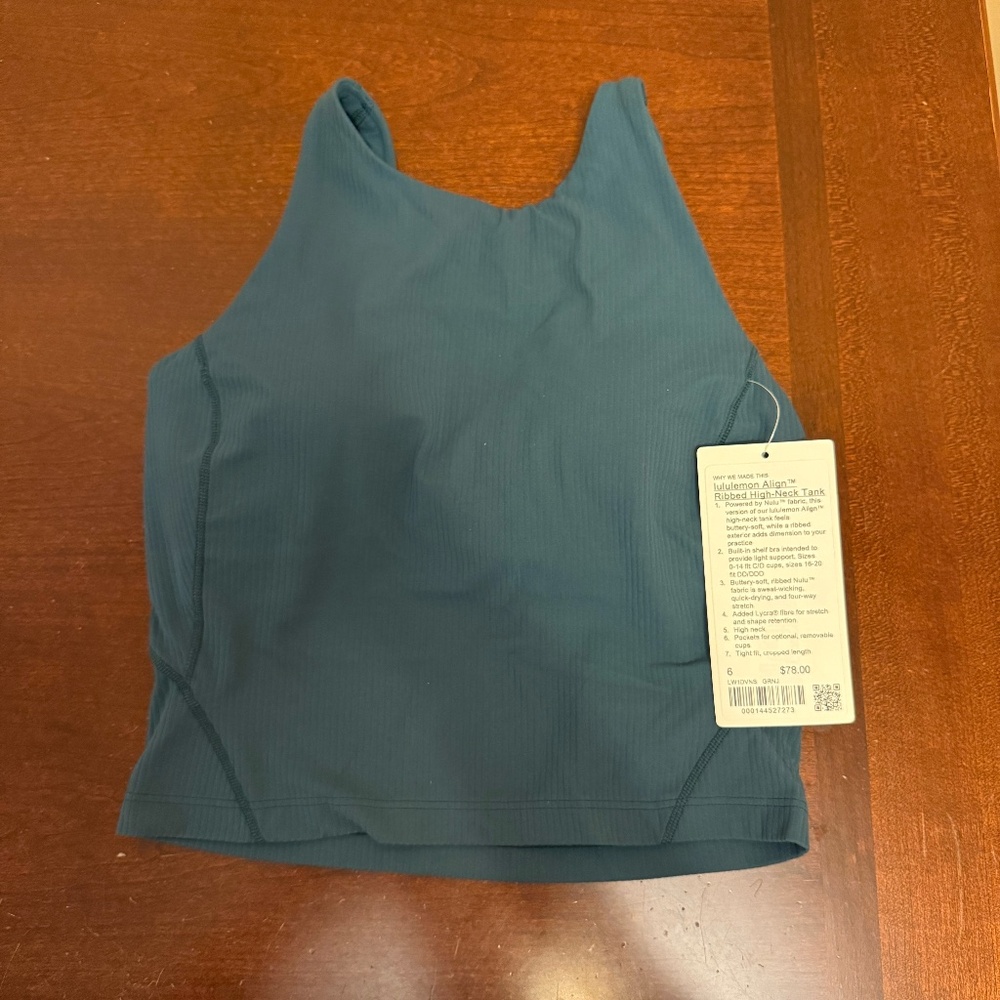 **SOLD** Lululemon Align Ribbed High-Neck Tank (Size 6) Green Jasper NWT